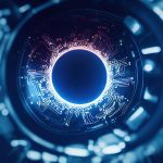 Representação artística de um olho robótico em tons de azul, associada à inteligência artificial.
